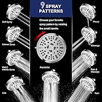 Vista 2 de HOPOPRO Upgraded 9 Settings High Pressure Shower Head, NBC News Recommended Brand Fixed Showerhead Adjustable Bathroom Showerhead Multi-functional