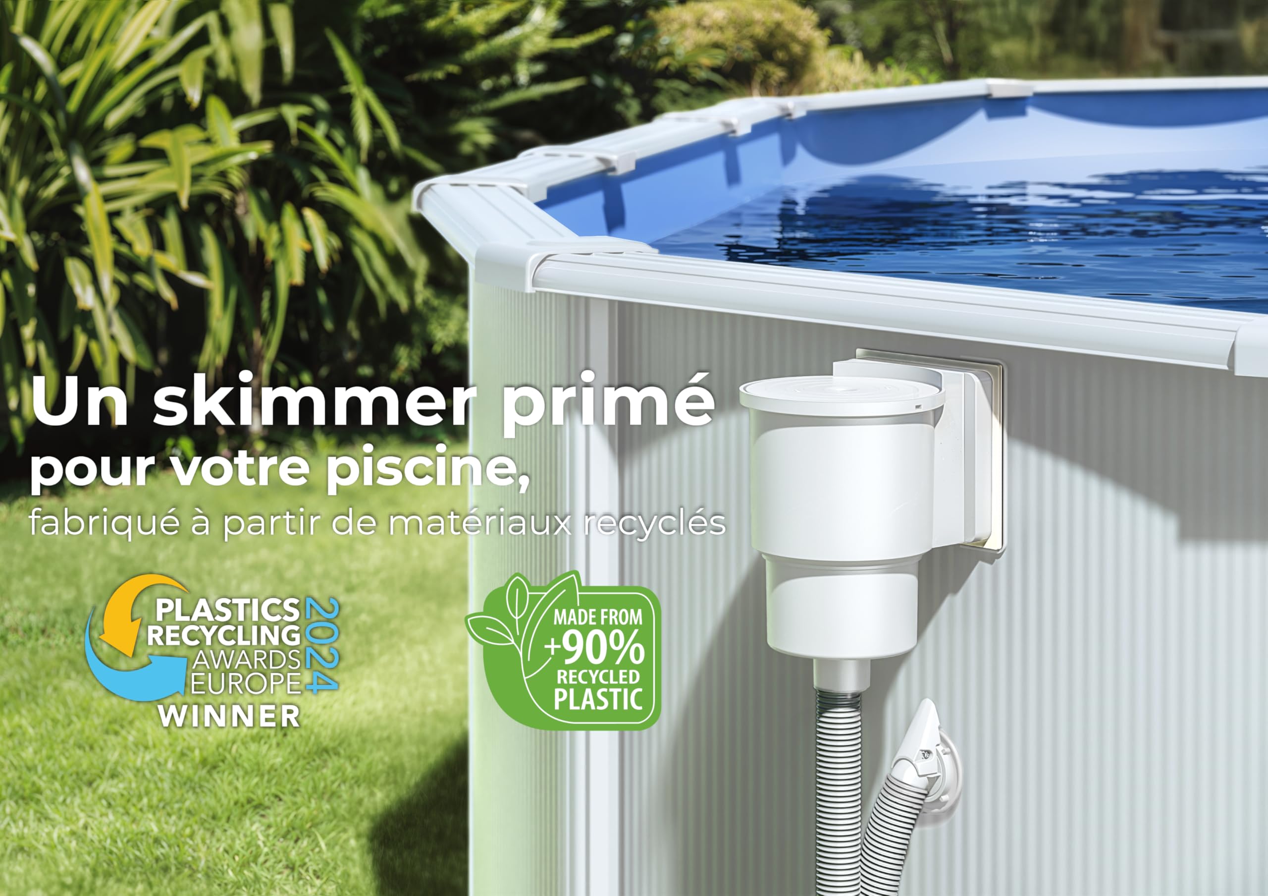 GRE AR100 - Skimmer pour Le Nettoyage et la Filtration des piscines Standard + vanne de Retour. Système de Filtration pour piscines. Couleur Blanche, 27 x 22 x 35 cm