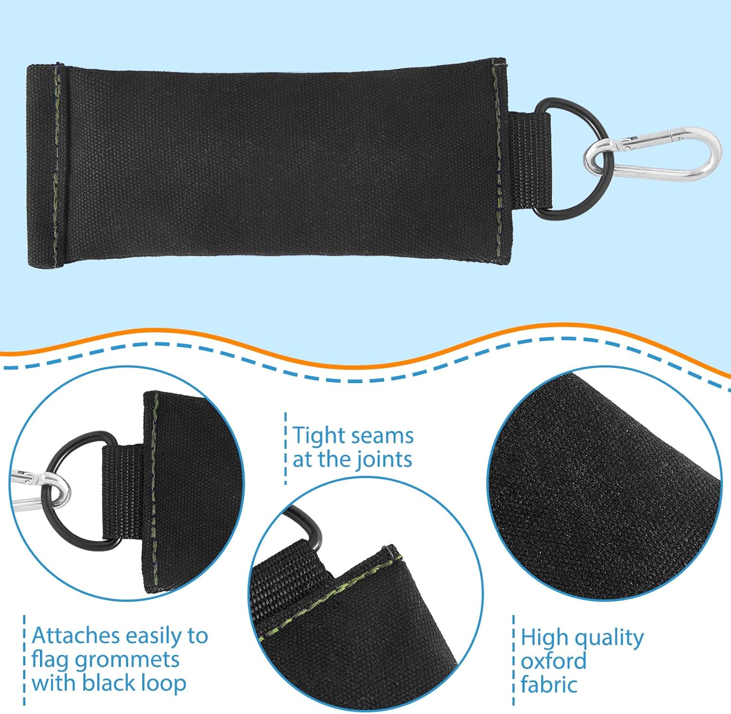 Menkxi 2 Pcs Flag Weight for Flagpoles 1.5 Lbs Clip on Flag Weights Flag Pole Counterweight for Bottom of Flag Windy Days Internal External Halyard Flagpole (Black)