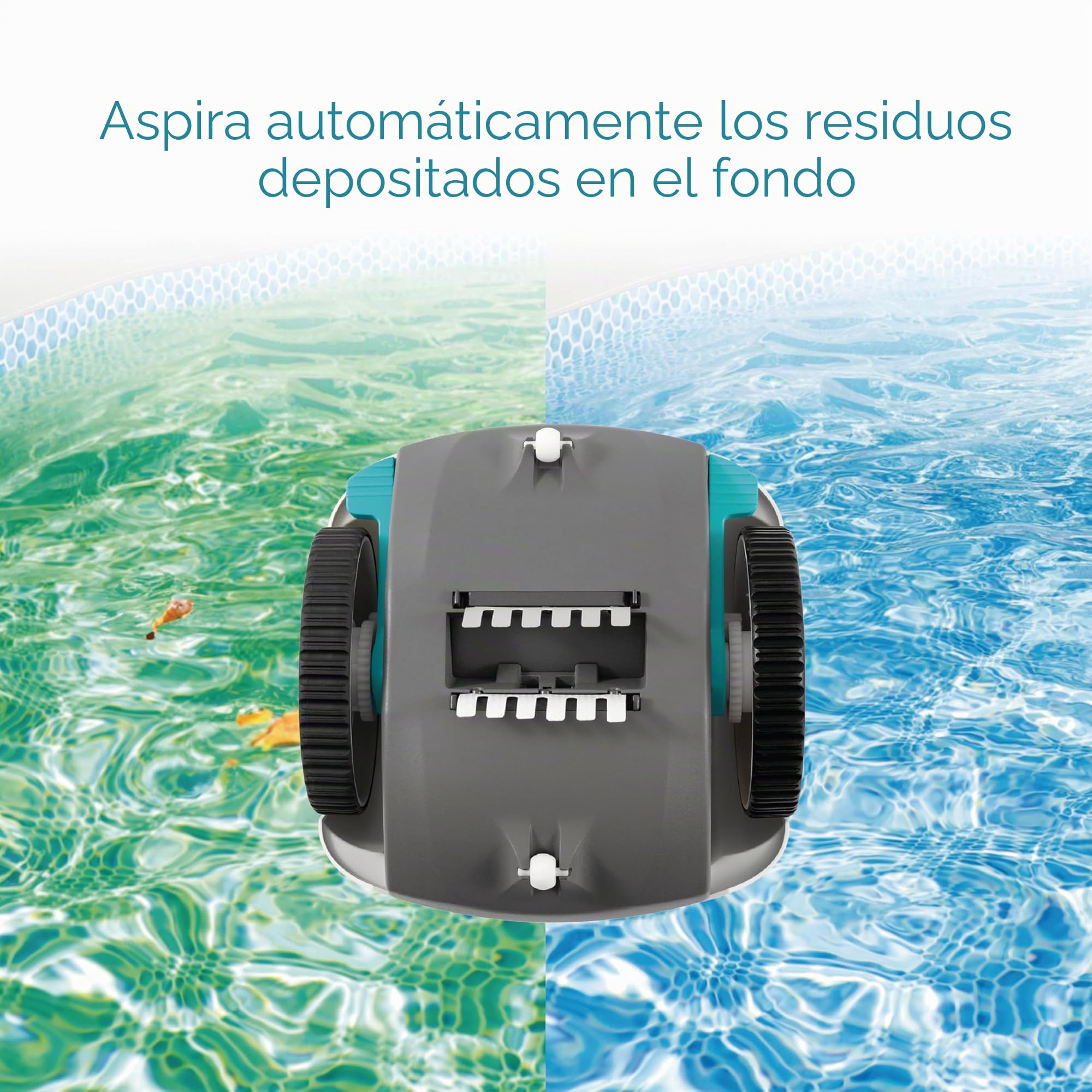 Intex 55251 - Robot limpiafondos piscina Krystal Clear ZX50, Limpiador fondo piscina automático, Manguera 6.5m antienrredos, recipiente para desechos 0,8L y giro automático, Limpiafondos piscina