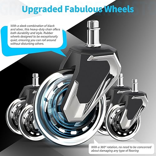 Miniatura 5 de Silla de Oficina Grande y Alta 700lbs - Reposacabezas y Soporte Lumbar Ajustables, Brazos Abatibles 3D, Ruedas Grandes y Base de Metal de Servicio