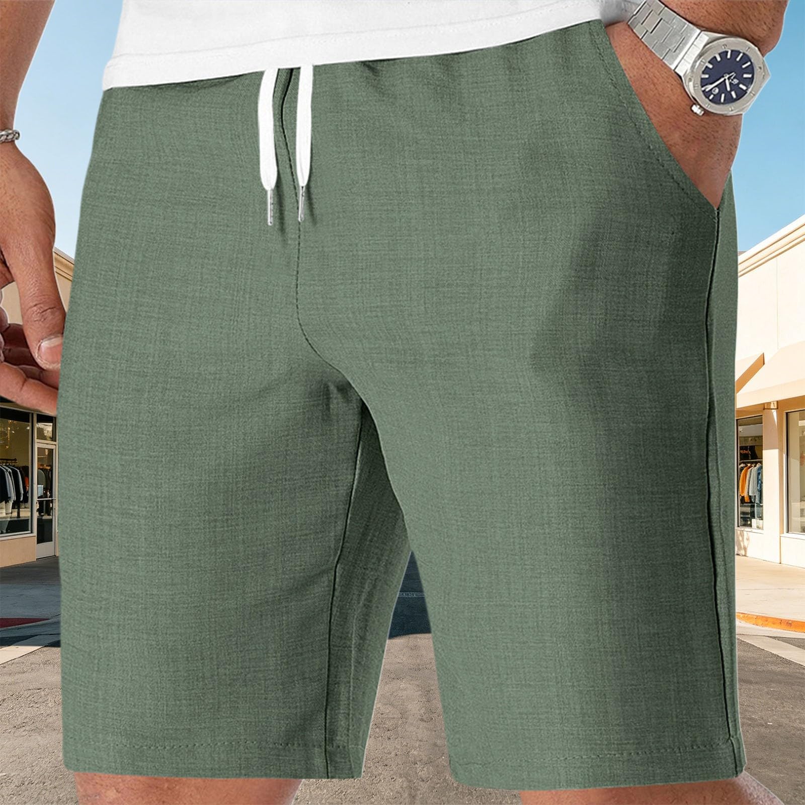 Pantaloncini da uomo, lunghezza al ginocchio, estivi, chino, traspiranti