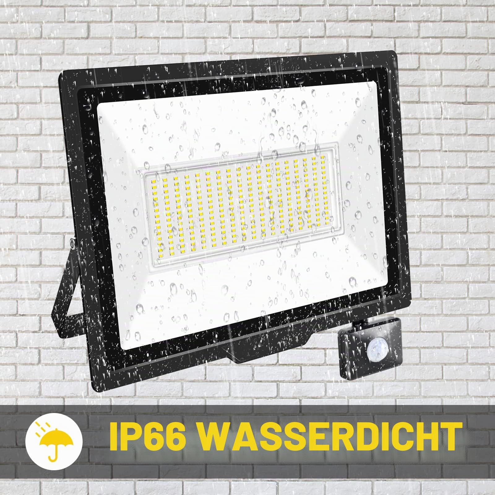 RIGIDON Led Strahler mit Bewegungsmelder Außen, 200W 20000LM 6000K Kaltweiß | IP66 Wasserdicht Außenstrahler Scheinwerfer Fluter Flutlicht Aussenlampe für Garten Garage Innenhöfe Sportplatz, Ohne Stecker