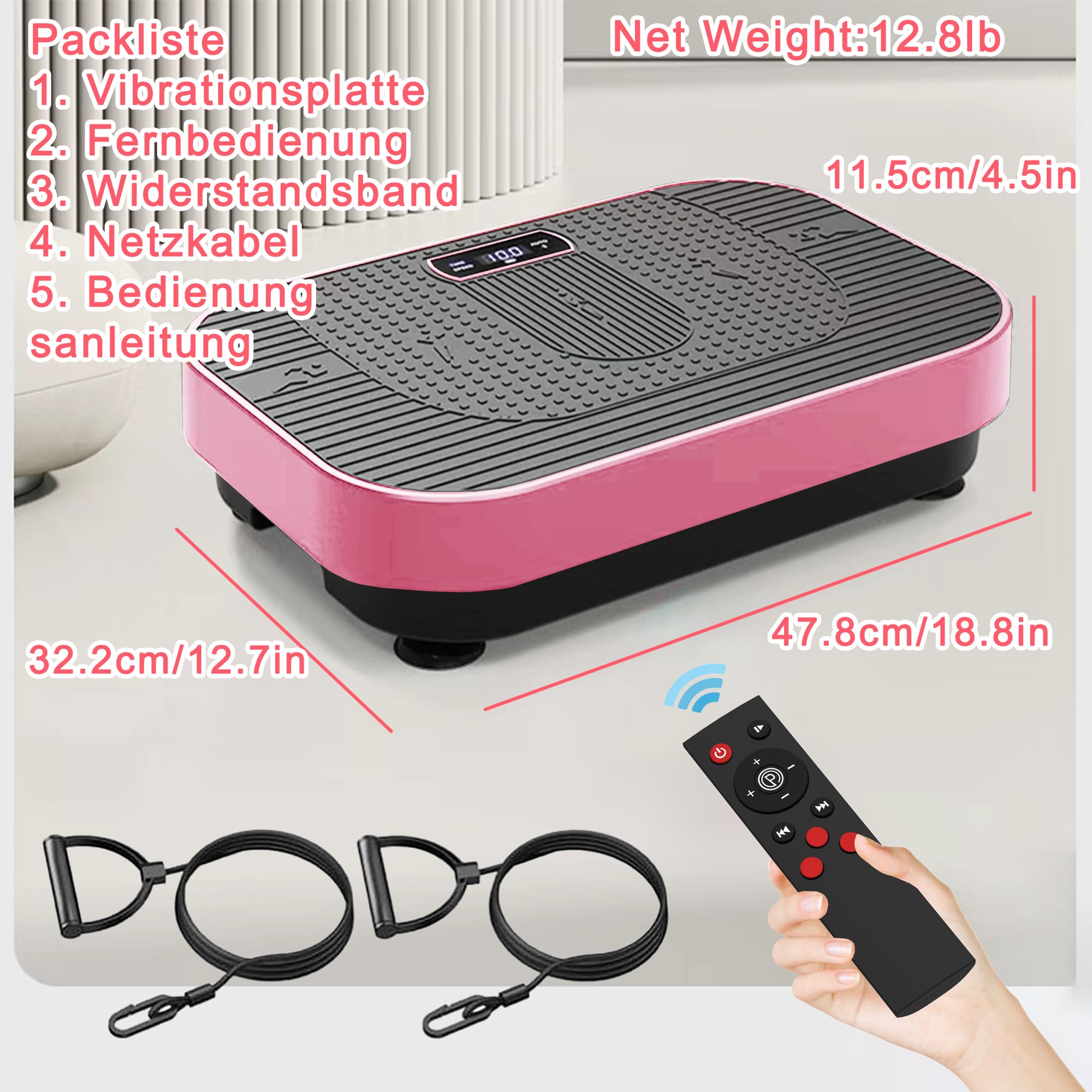 Vibrationsplatte mit BT-Musik Funktion, 1-199 Geschwindigkeitsstufen & 5 Trainingsprogramme, Schüttelplattform für Ganzkörpertraining & Muskelaufbau, Ideal für Heim-Fitnessstudio