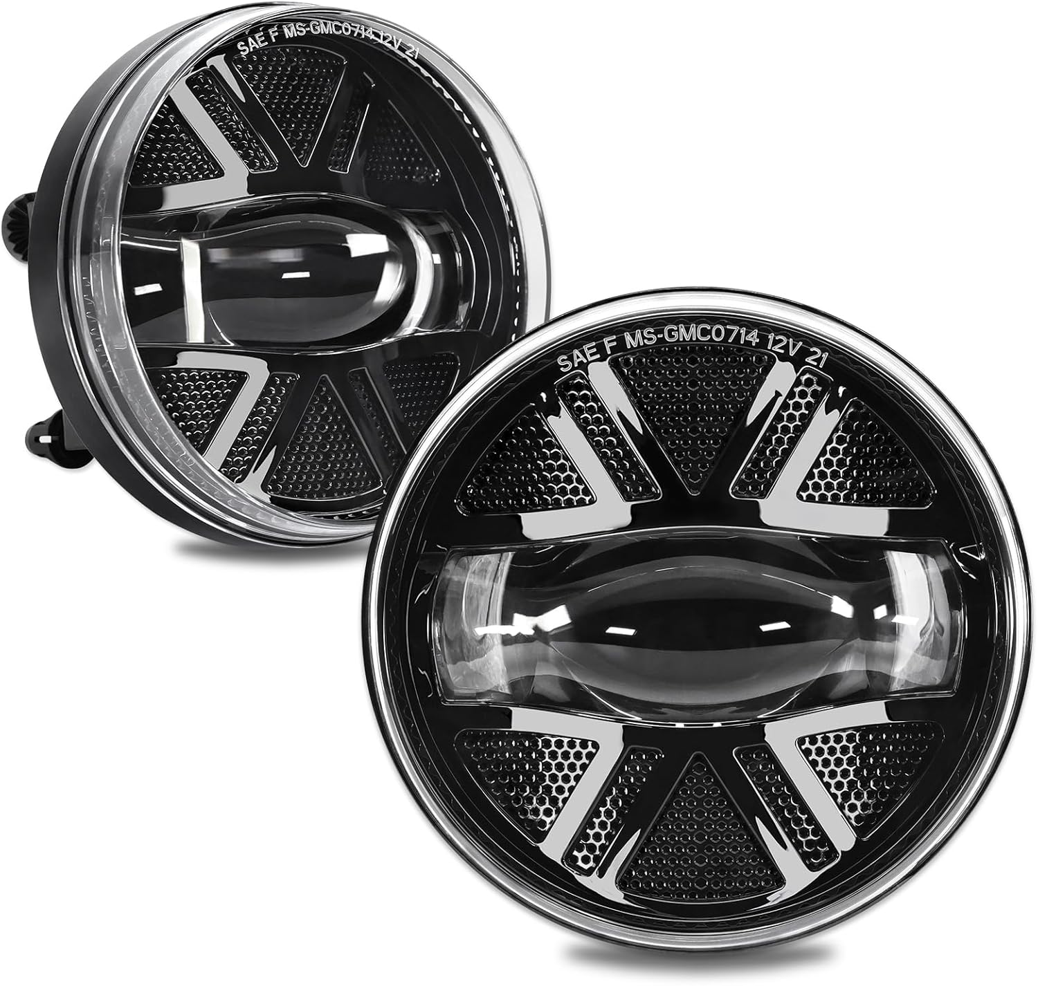 LED Fog Lights Compatible with The Following Models: 2007-2014 GMC Sierra 1500 2500HD 3500HD, Fog Lamp Assembly Kit for Truck Bumper Driving Lamps Replacement (Black, Pack of 2)