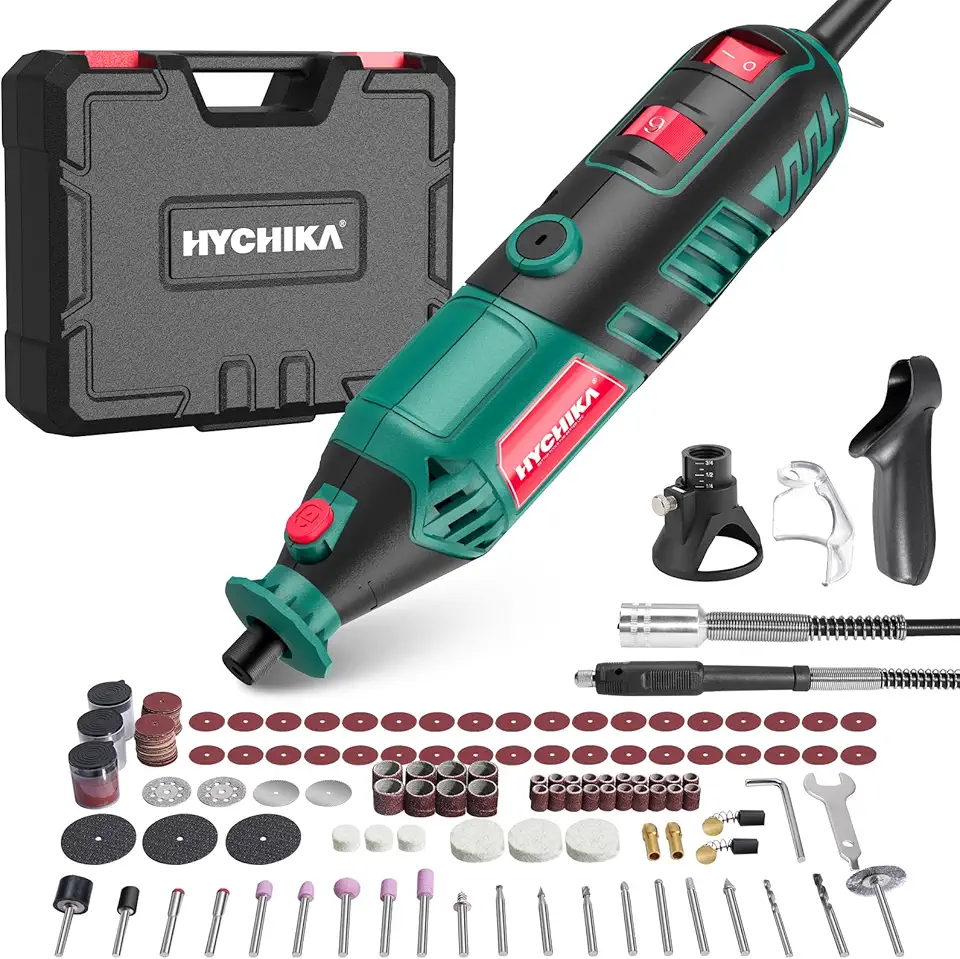 HYCHIKA 180W Rotary Tool, Variable Speed Rotary Tool Kit with Flex Shaft, 173pcs Accessories Kit &amp; 8000-35000RPM Multi-Tool, Perfect for Cutting, Detail Sanding, Engraving, Wood Carving, and Polis
