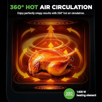 Nutrichef Electric Air Fryer Tenderizer 6.3 Quart | 12-1 Preset Cooking Functions | Includes Tenderizing Function | Digital Display | Transparent Window For Best Cooking Results | Black
