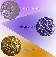 Vista 3 de Hairui Ramas de abedul iluminadas que funcionan con pilas, con 8 funciones, 100 luces multicolor y blancas cálidas, ramas preiluminadas