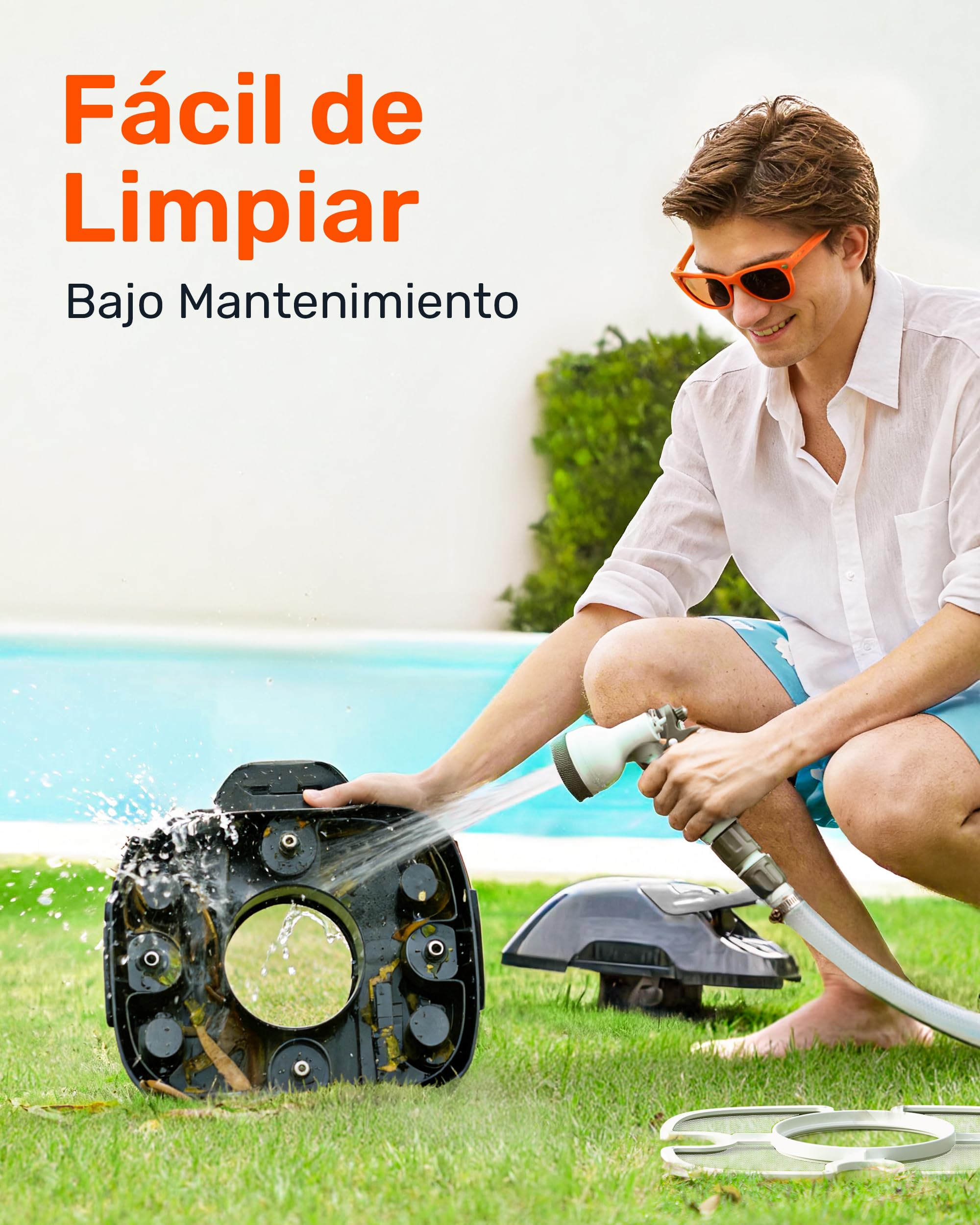 Gosvor Robot limpiafondos automático: 180μm, 90min, autoaparcamiento, 80m² Suelo y subterráneas,Gris Clair