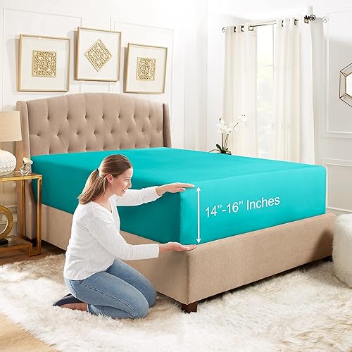 Empyrean Bedding Sábana bajera ajustable de 14 a 16 pulgadas de profundidad para colchón estándar  Sábana de lujo sedosa suave de doble cepillado disponible en Yaxa Colombia