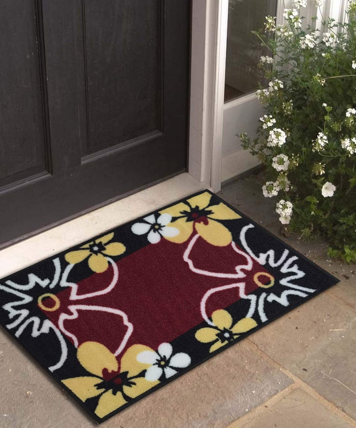 Buy Athom Trendz Modern Living Polyester Door Mat 14"x22", Black