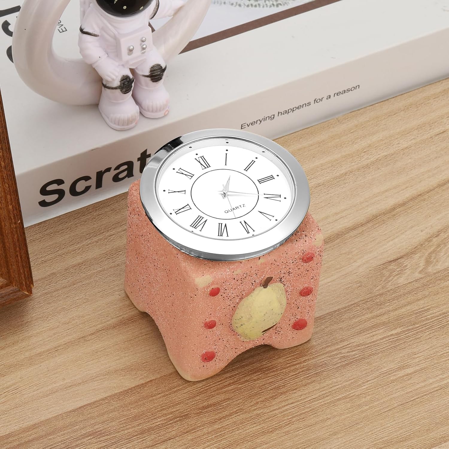 2-1/8 Inch (55mm) Quartz Clock Insert, Miniature Round Quartz Movement Mini Roman Numeral Clock Fit 45mm/1.77 Inch Diameter Hole for Home, Silver Tone