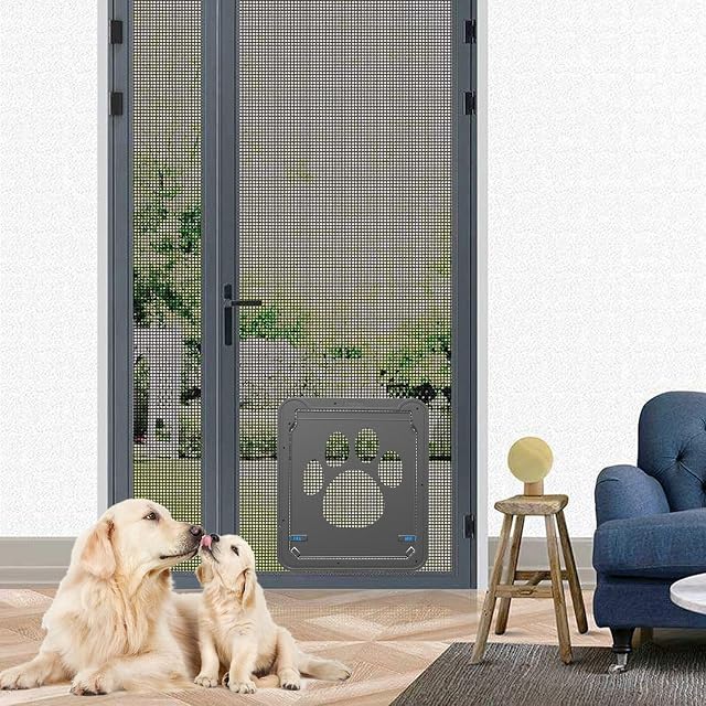 Foto 6 de 6 de PETLESO Puerta para Perros, Gateras para Gatos, Puerta para Mascotas para Mosquitera Fácil de Montar