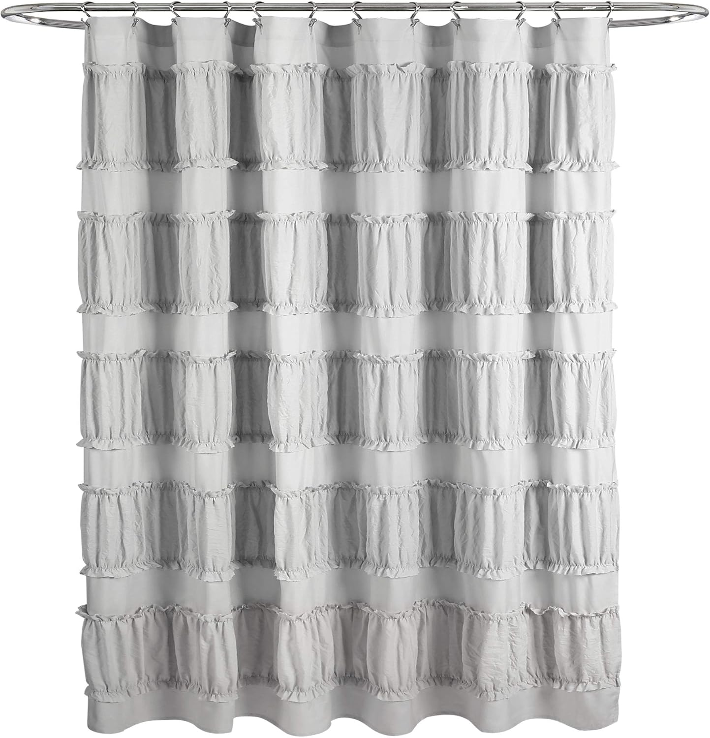 Lush Decor Nova Ruffle Shower Curtain, 72" x 72", Gray