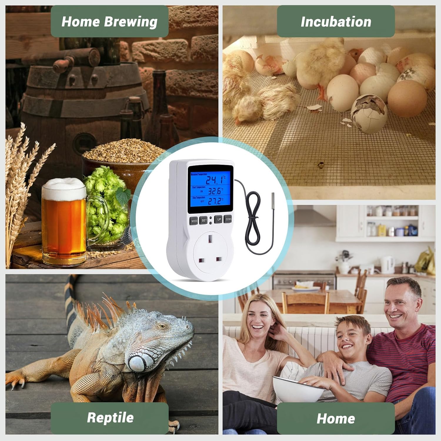 INKBIRD Thermostat Plug Socket, Digital Temperature Controller Timer Outlet, Timer Switch Plug with Sensor Probe Heating Cooling Mode for Reptile Greenhouse Home Fermentation 9 81Db8k7C7cL. AC SL1500