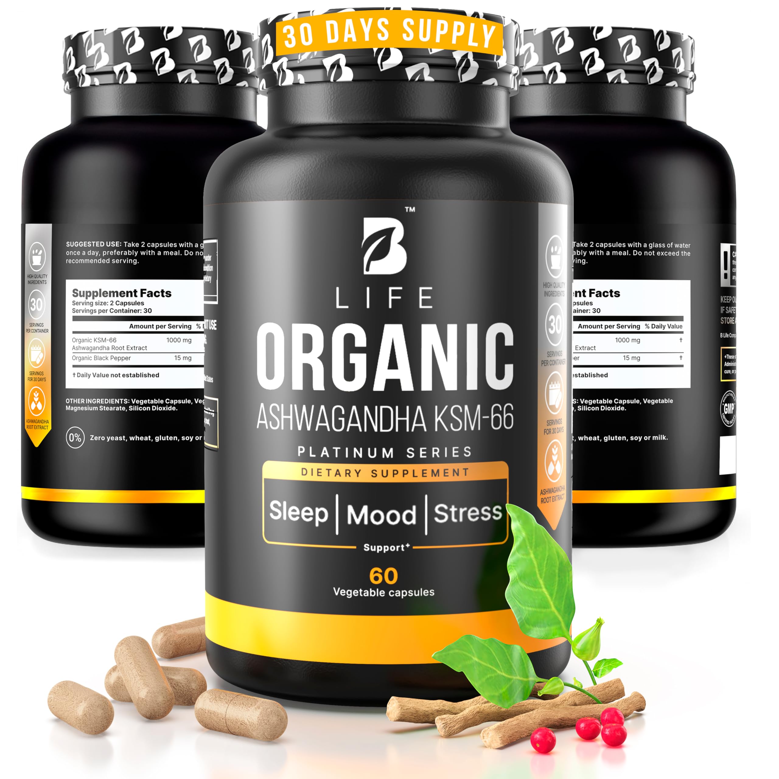 Amazon.com: Organic Ashwagandha KSM-66 1000 mg Supplement