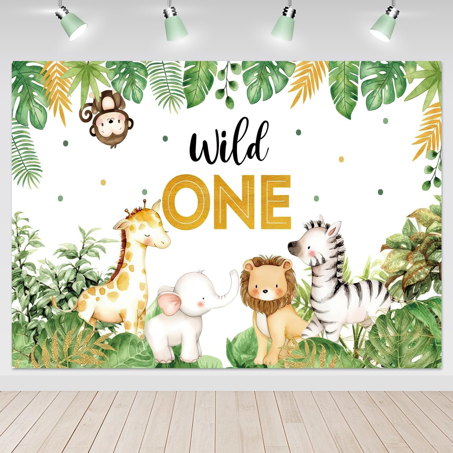 Wild One Birthday Decorations,Jungle Safari Animal Theme First Birthday Decorations Baby Shower Party Supplies for Boy Girl Photo Banner, Balloon Box, Balloons Garland, High Chair Banner, Backdrop