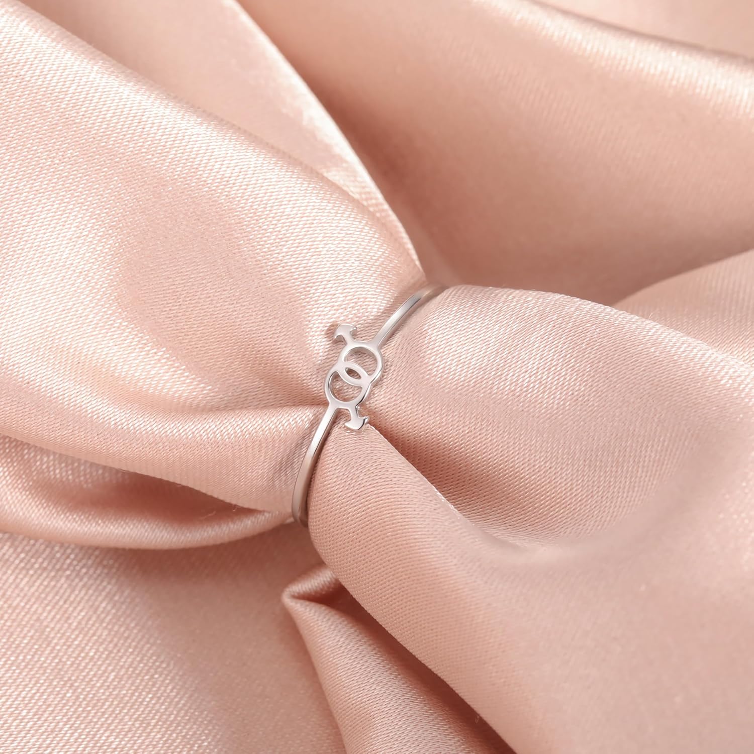 Minimalist Gender Symbol Ring Hollow Out Stainless Steel Jewelry Delicate Everyday Statement Accessories Gold, Silver Size 7-11 Rings for Women (Gold, 8) - Image 3