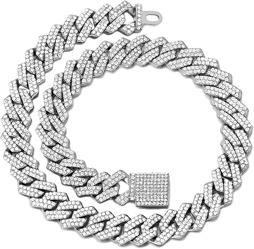 Collar de eslabones cubanos para perro, cadena de metal dorado y plateado, collares de diamantes para mascotas para perros y gatos, joyería de