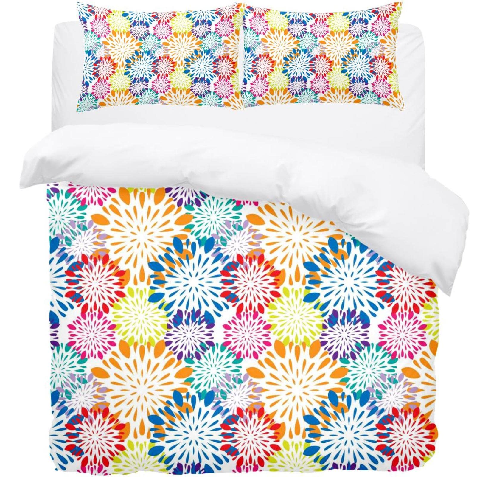Parure de lit ultra douce de qualité premium à motif floral coloré