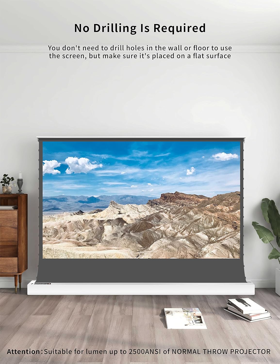 Vivid Storm Since 2004-Long Focus ALR Screen Material,White Housing Motorized Floor-Rising Projection Screen,Compatible with Lumen up to 2500ANSI of Ordinary Projector,VWSDSTALR120H
