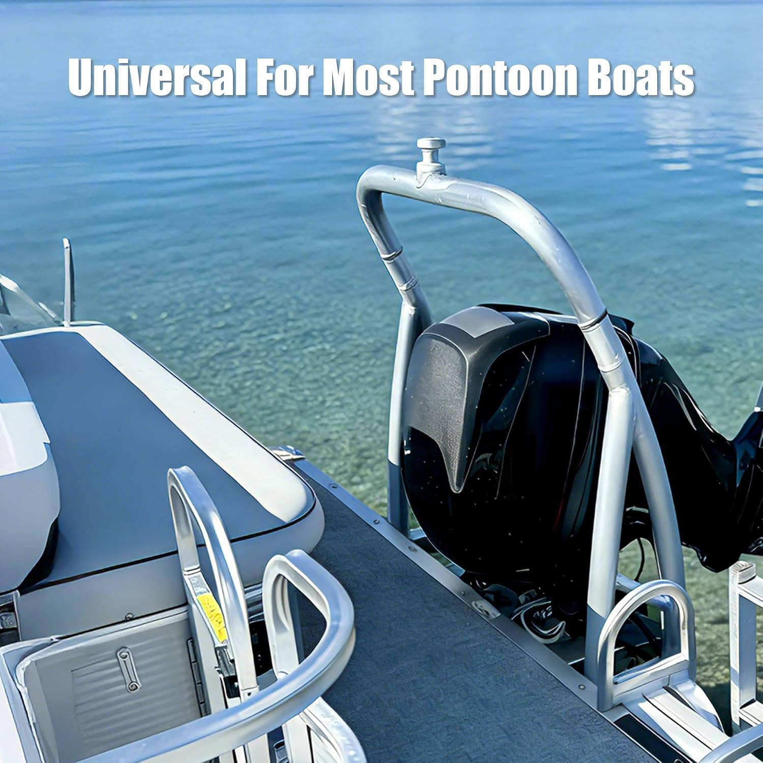 KUAFU Universal Rear Ski Tow Bar for Pontoon Boats Outboard Motor Pylon Pole Width 43" Aluminum Silvery