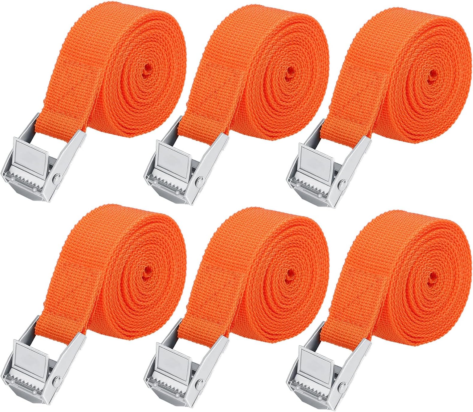 6Pcs Ratchet Tie Down Straps, 1m x 25mm Heavy Duty Lashing Straps, Adjustable Black Bike Rack Straps Tensioning Belts with Quick Release Cam Bukle for Vans,Motorcycle,Trucks,Trailer,Luggage,Cargo