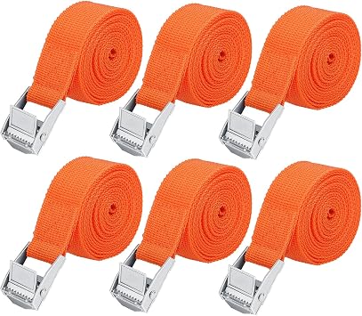 6Pcs Ratchet Tie Down Straps, 1m x 25mm Heavy Duty Lashing Straps, Adjustable Black Bike Rack Straps Tensioning Belts with Quick Release Cam Bukle for Vans,Motorcycle,Trucks,Trailer,Luggage,Cargo