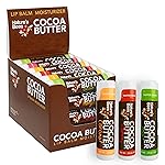 Nature\'s Bees Cocoa Butter Lip Balm, Lip Care for Dry Lips, Made with Coconut Oil, Beeswax, Vitamin E, Aloe, and Shea Butter, 0.15 oz Each, 3 Flavors Coconut, Cherry, and Mint, 24 Pack