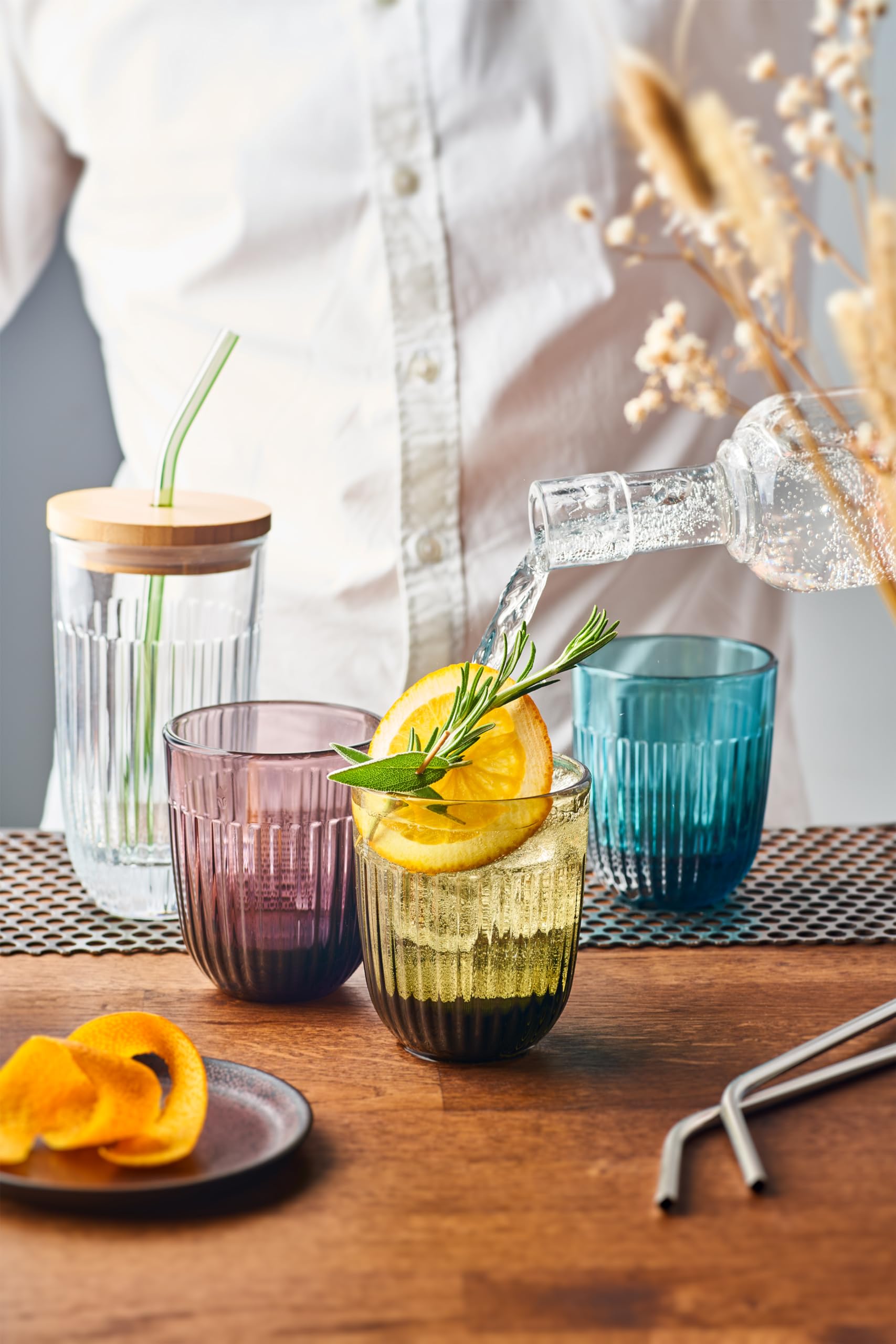 La Rochere Quessant Glas Tumbler Set von 6 (Olivgrün) – Moderne Trinkgläser für jeden Anlass – Glaswaren-Sets – spülmaschinenfestes Tumbler-Glas-Set (284 ml)