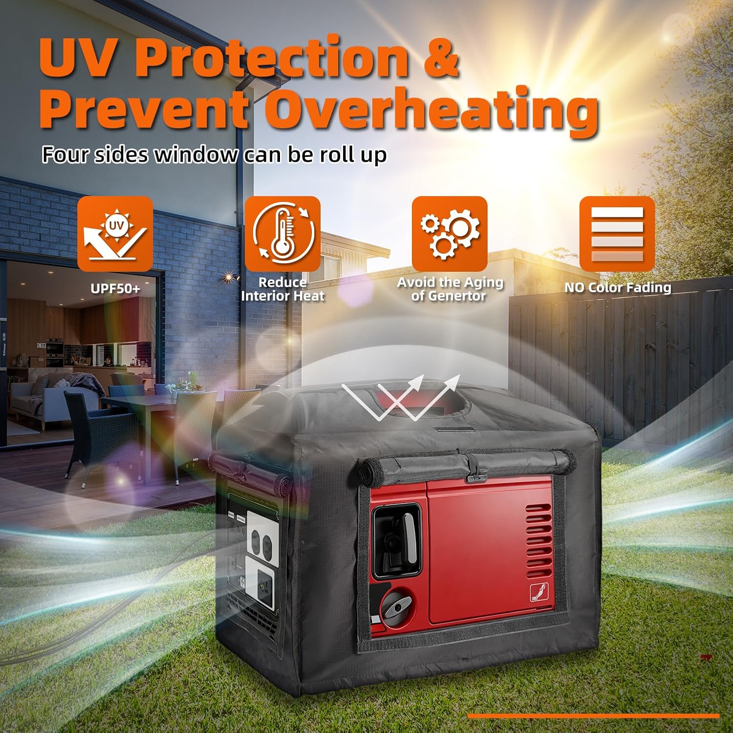 Joramoy Generator Cover While Running,Opened Double-layer 600D Portable Generator Tent for Outside Honda EU2000i EU2200IC,Waterproof,Heavy Duty