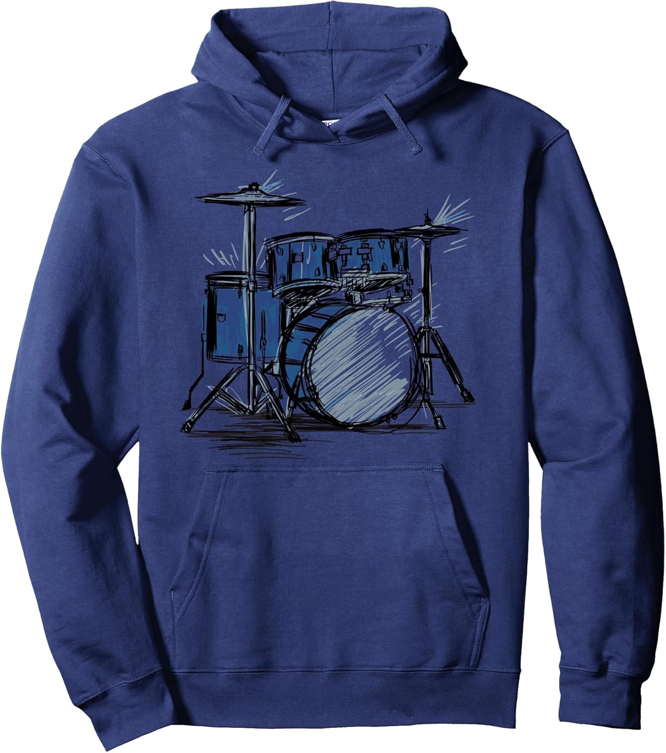 Cool drummer music design featuring a sketch of a drum kit Pullover Hoodie