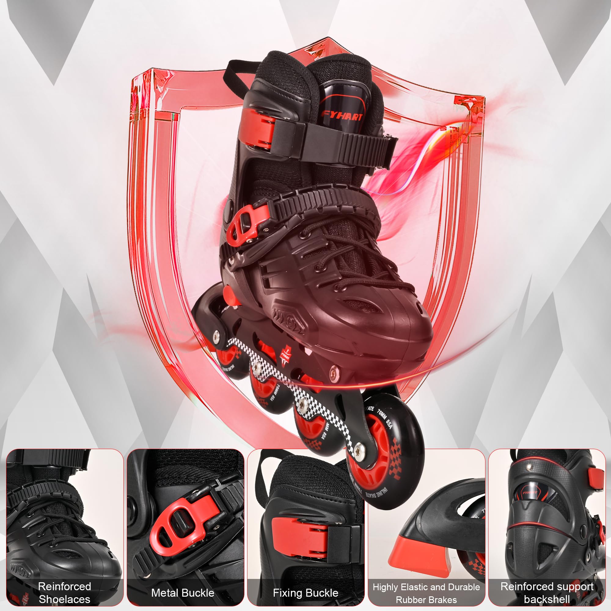 DUZSKJ Patins à roulettes Rollers en Ligne réglables pour garçons et Filles, Patins à roulettes pour Enfants pour Jouer à l'extérieur - 5