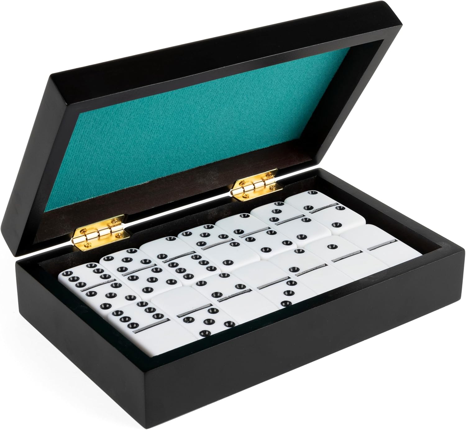 Spin Master Games Legacy Deluxe Double-6 Dominoes, Classic Original Board Game Set of 28 Dominoes in Luxury Lined Wood Case, for Kids and Adults Aged 8 and Up