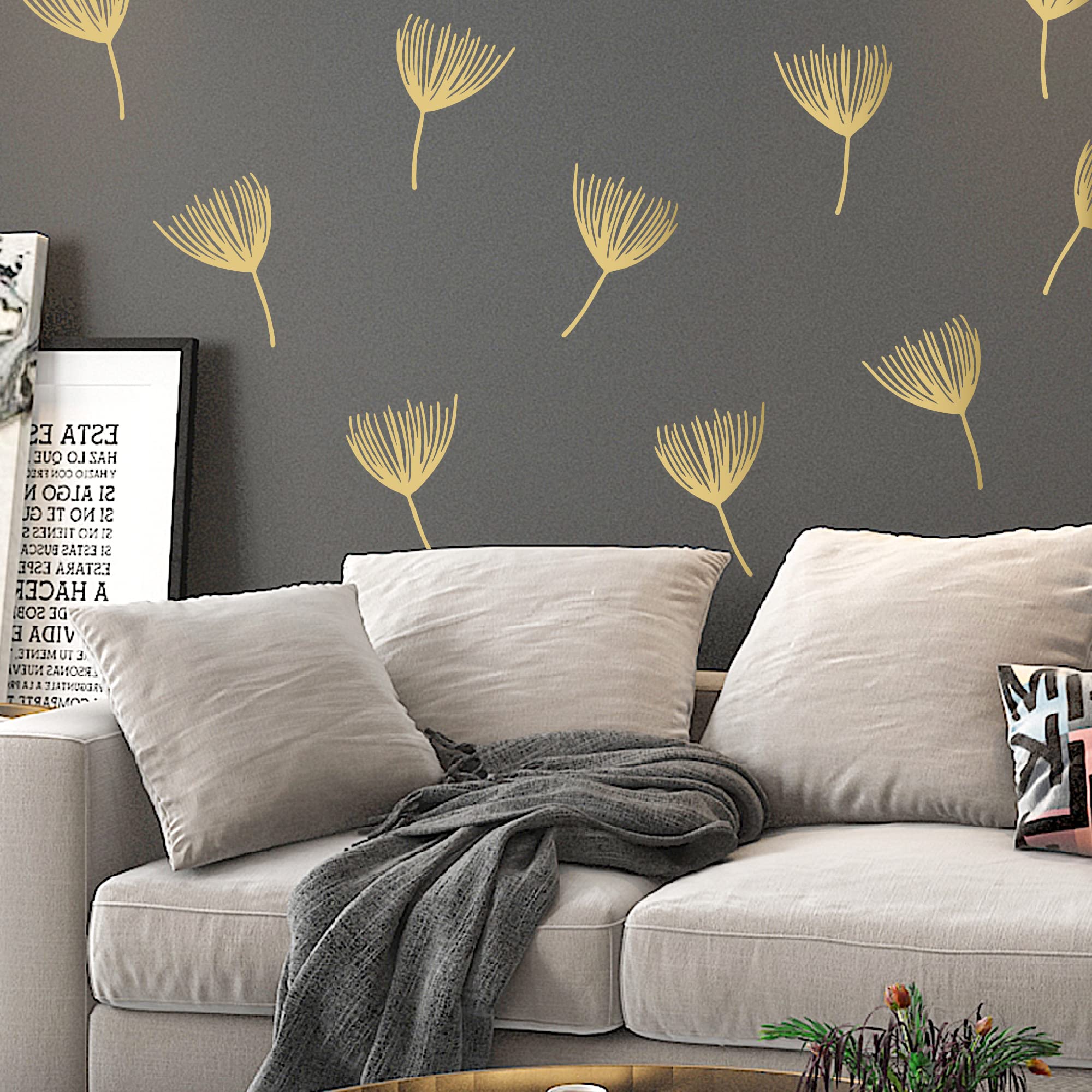 SHYJSHYJ A Room with Metallic Gold Vinyl Flowers Wall Decals - Image 3