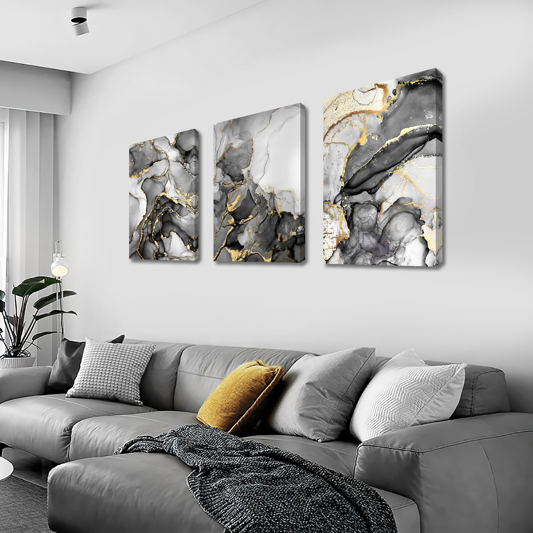 3 Pcs Wooden Framed Canvas Wall Art Set Bohemian Sage Green Canvas Prints Poster Geometric Line Beige Green Pictures for Living Room Bedroom Dinning Room Hallway Stairs Wall Decor 30x40cm x3pcs — view 390