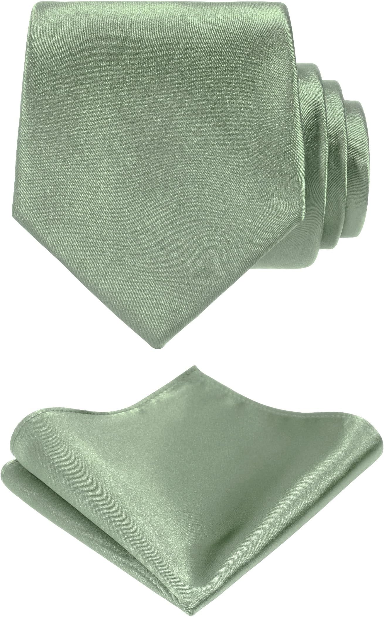 TIE G Solid Satin Woven dyed Color Formal Black Necktie and Pocket Square Sets in Gift Box