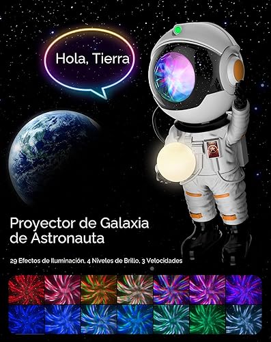 Miniatura 2 de Rossetta Proyector astronauta de galaxia, proyector de estrellas para dormitorio, luz nocturna LED para habitación de niños con temporizador y