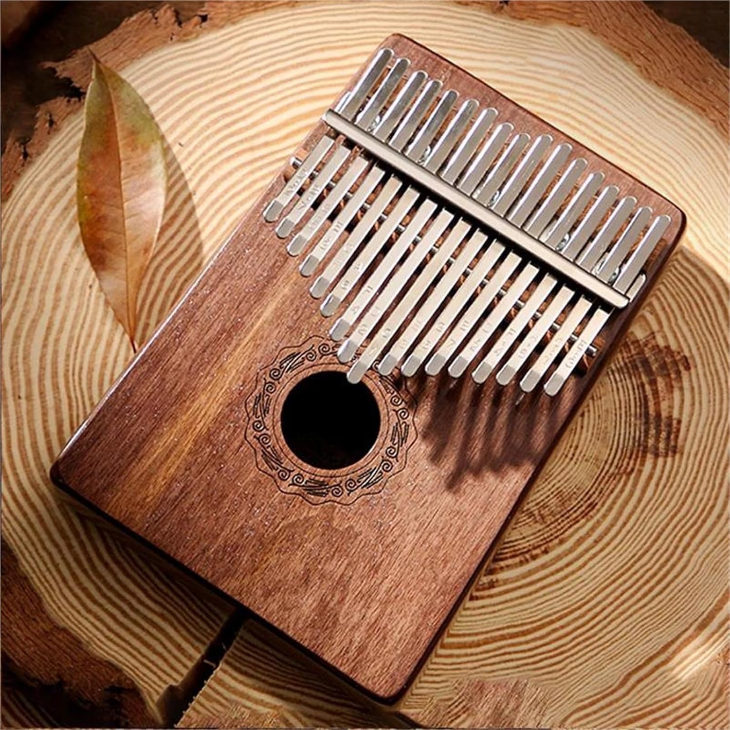 初心者から大人まで使えるマホガニー製17鍵カリンバ 親指ピアノ カリンバ
