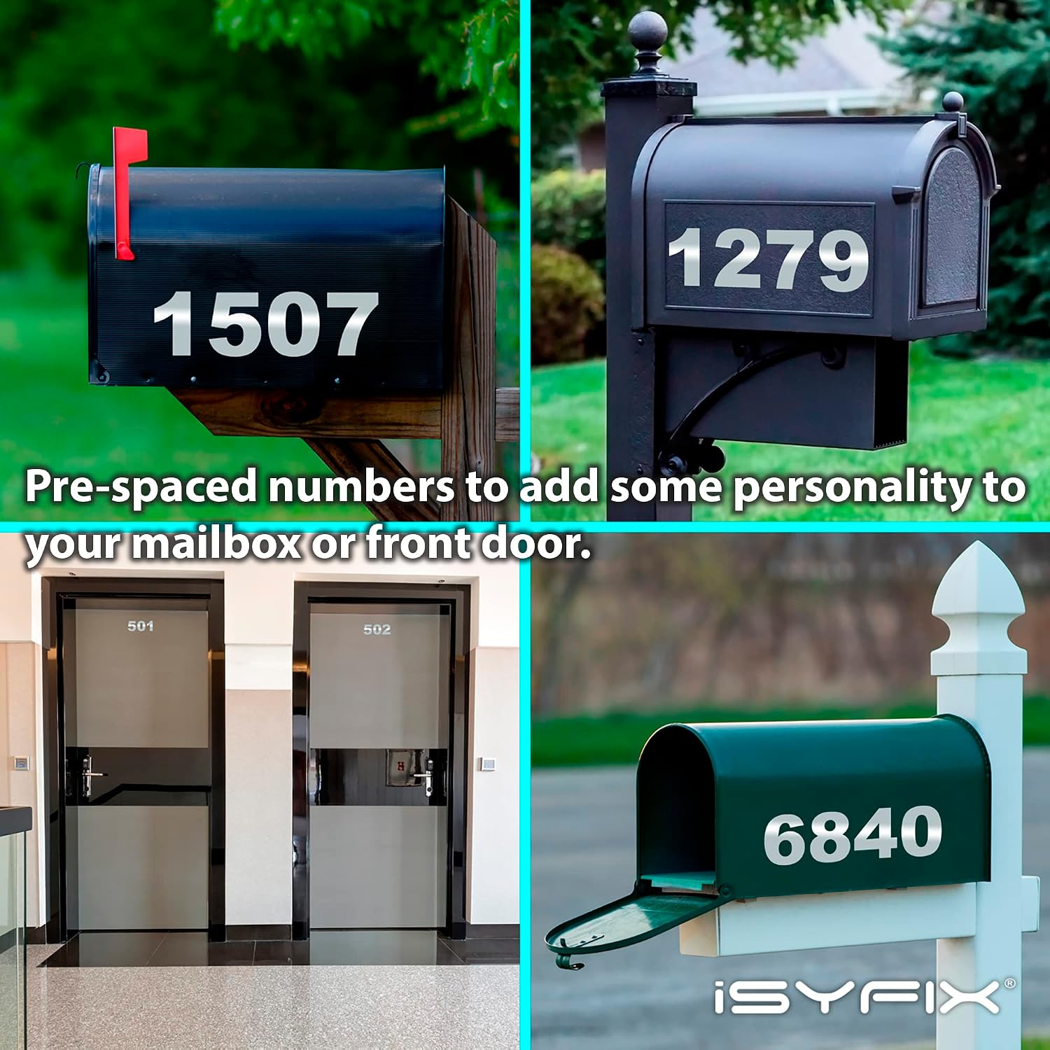Reflective Vinyl Numbers Stickers 4 Inch Self Adhesive - 2 Sets - Premium Decal Die Cut and Pre-Spaced for Mailbox, Signs, Window, Door, Cars, Trucks, Home, Business, Address Number, Indoor or Outdoor