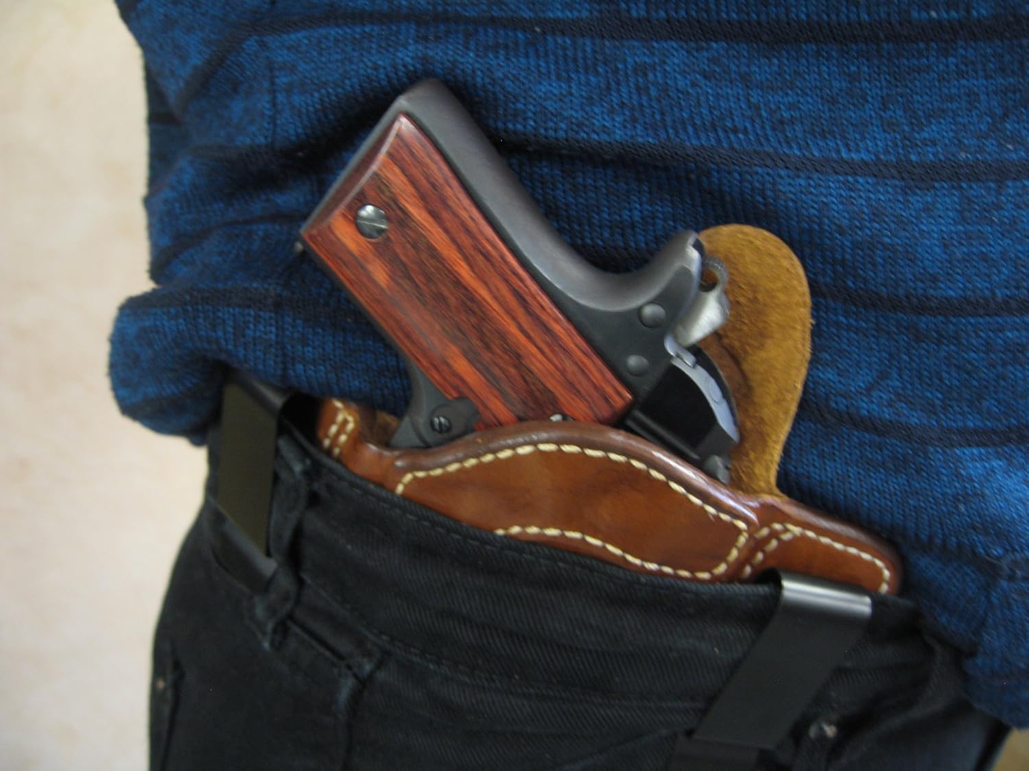 Azula IWB 2 Clip Leather in The Waistband Concealed Carry Holster for Kimber Micro 9 9mm CCW TAN RH