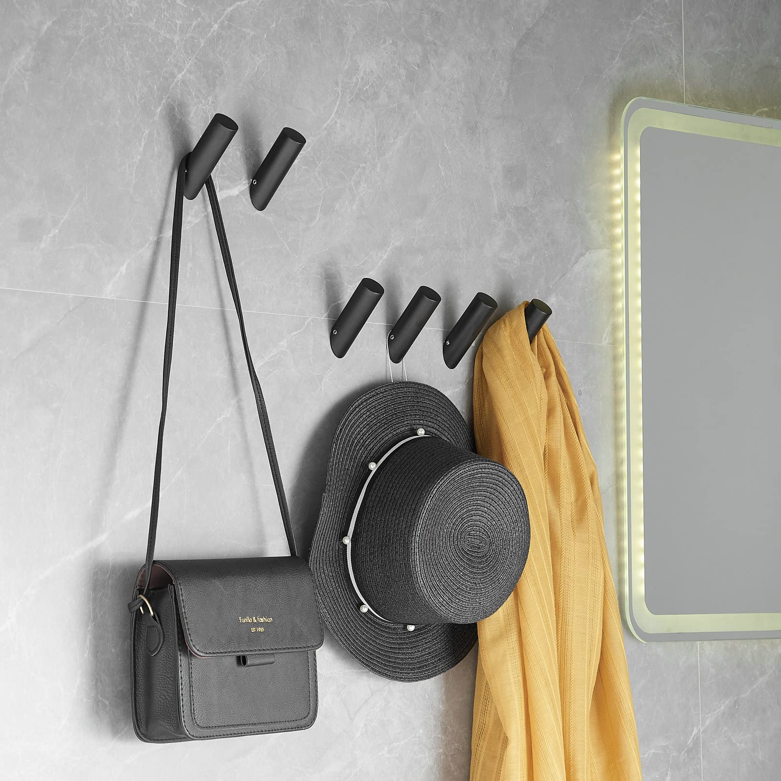 4 Ganci Da Bagno In Acciaio Inox - Nero Opaco, Per Asciugamani E Accappatoi - Foto 5