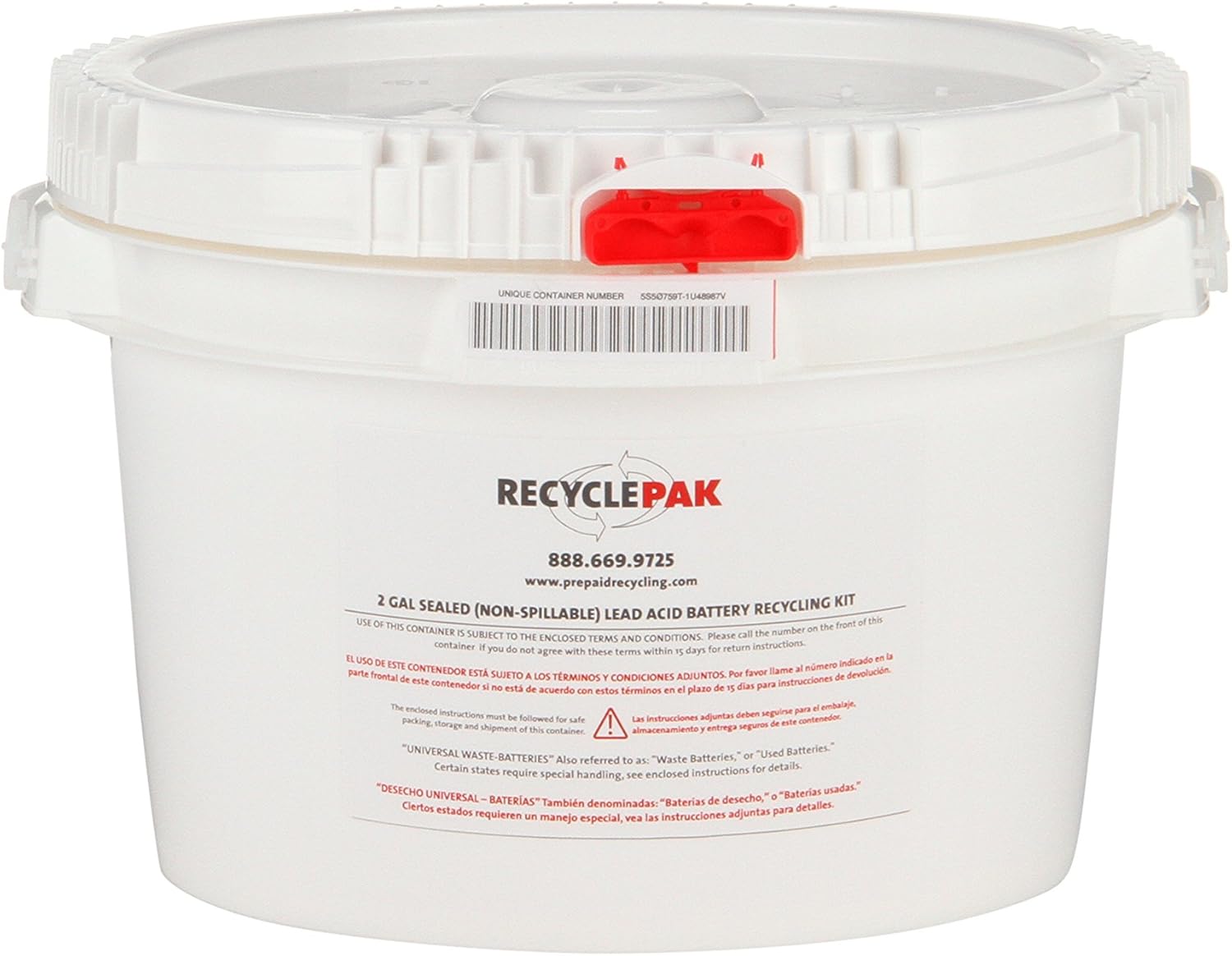 SUPPLY-150 2 GAL Sealed (Non-SPILLABLE) Lead Acid Battery Recycling Pail