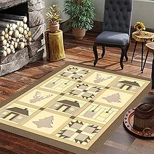 Amazon.com: Antler Lodge Rug Rustic Cabin Rug Rustic Style Area Rug ...