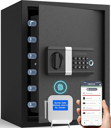 FORFEND Smart Home Safe Caja fuerte WiFi con bloqueo de aplicaciónalarma Comando de voz, alarma de secuestro, detección de manipulaciones, modo