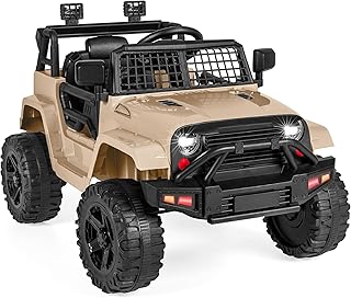 Best Choice Products 12V Kids Ride On Truck Car w/Parent Remote Control, Spring Suspension, LED Lights, AUX Port - Sand