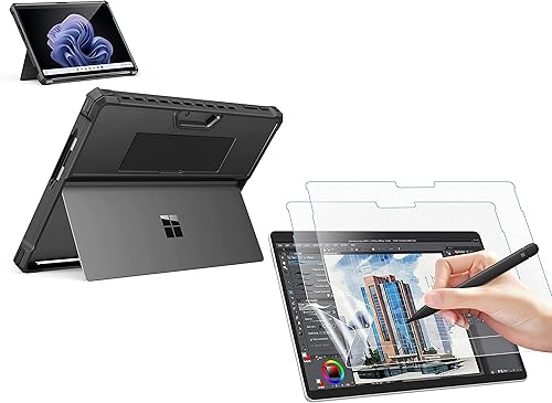 MoKo Funda con 2 protectores de pantalla mate para Microsoft Surface Pro 111098X 13 pulgadas 2022 - Funda protectora resistente todo en uno