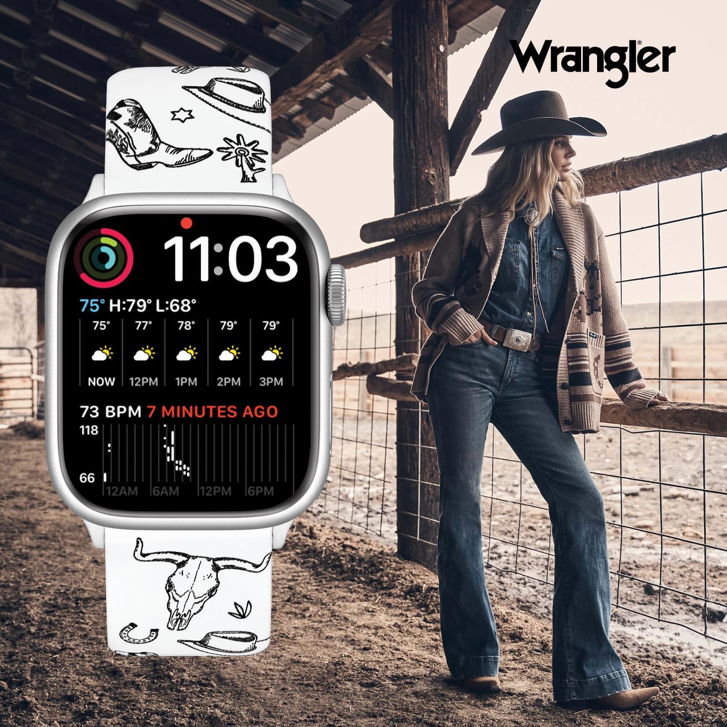 Wrangler® Western Icon Silicone Band for Apple Watch®, Fits all Apple Watch® Series and Sizes - Image 6