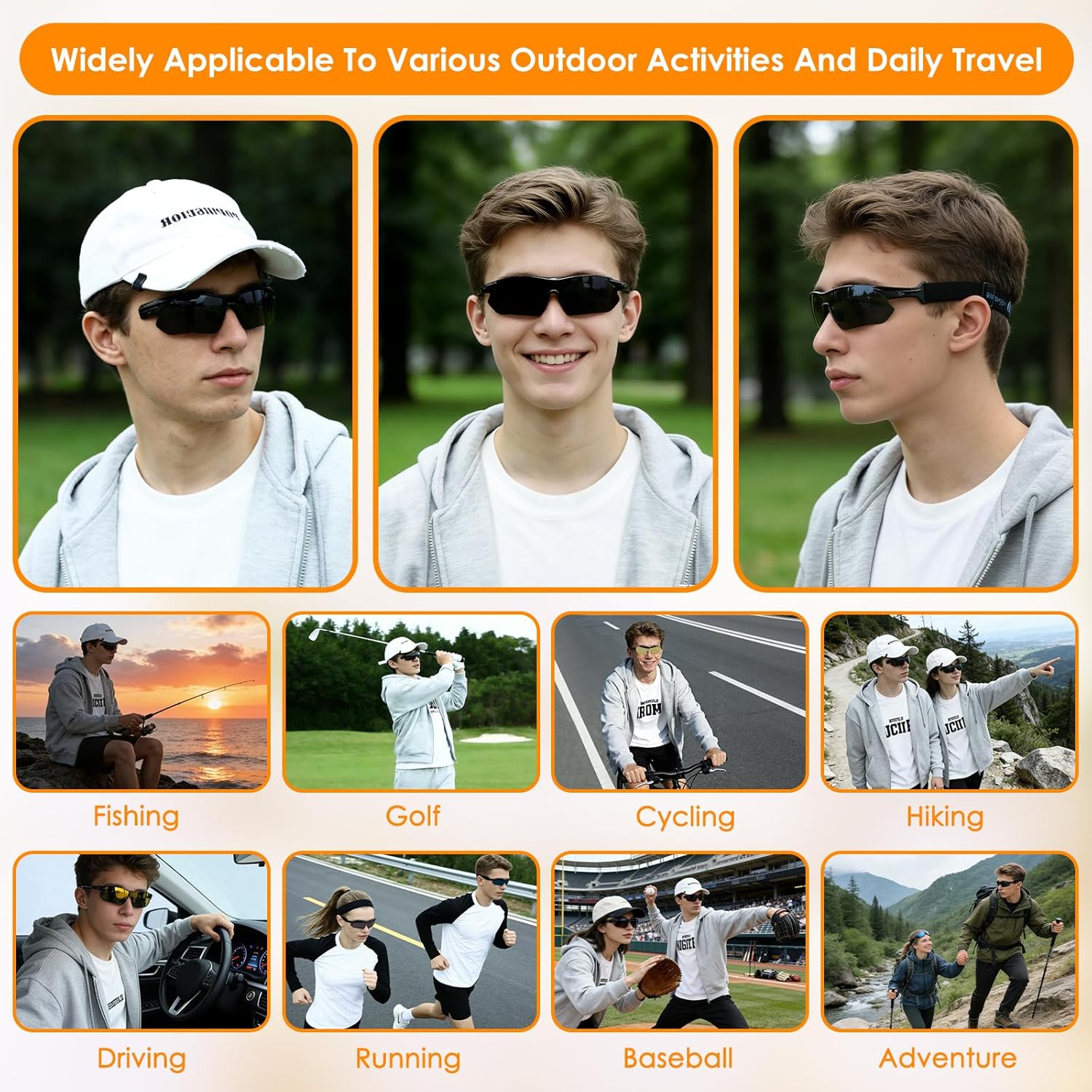 DEECOZY Polarized Sunglasses, Clip Cap/Head Mounted/Wearable Sunglasses, UV400 Protection with 5 Lenses for Fishing Cycling