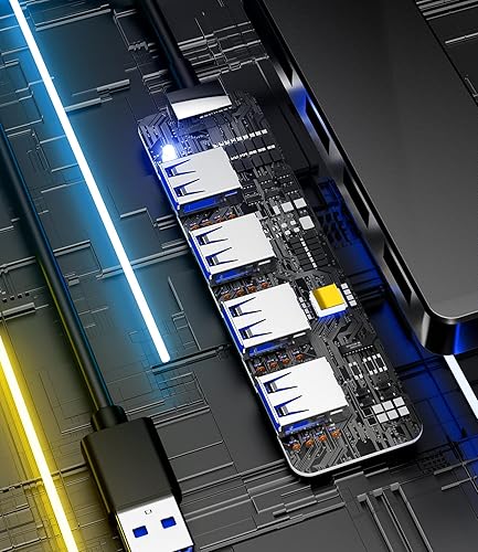 Miniatura 6 de Hub USB 3.0, PANPEO 4 puertos USB 3.0 Hub Multi USB Puerto Expansor para Laptop, Xbox, Flash Drive, Mobile HD, Consola, Impresora, Cámara, Keyborad,